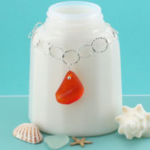 Rare Orange Sea Glass Necklace. Sterling Silver. Genuine Sea Glass. One of a Kind. Ready for Fast, Free Shipping.