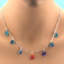 Sea Glass Necklace Multis from England. Rare, Genuine Sea Glass Gems. Sterling Silver Necklace. One Of A Kind. Ready for Fast, Free Shipping.