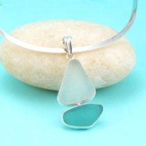 Sea Glass Necklace Bezel Set Sailboat