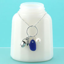 Cobalt Blue Sea Glass Necklace with Charm. Sterling Silver Necklace. Ready for Fast, Free Shipping.