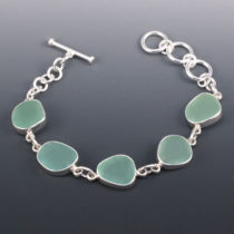 Sea Glass Bracelet Bezel Set in Sterling Silver. Genuine Sea Glass. Sea Foam Green. Ready For Fast, Free Shipping.