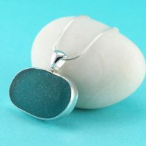 Teal Sea Glass Necklace Bezel Set
