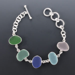 Stunning Sea Glass Bracelet Bezel Set. Sterling Silver. Genuine Sea Glass. One of a Kind. Ready for Fast, Free Shipping..