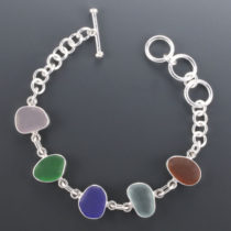 Classic Sea Glass Bracelet Bezel Set Sterling Silver. Genuine Sea Glass. Ready for Fast, Free Shipping.