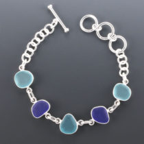Sea Glass Bracelet Bezel Set. Sterling Silver. One Of A Kind. Genuine Sea Glass. Ready for Fast, Free Shipping.