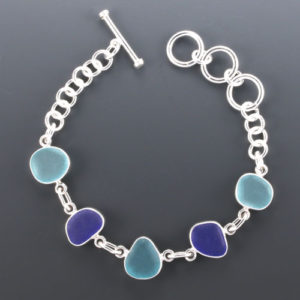 Sea Glass Bracelet Bezel Set. Sterling Silver. One Of A Kind. Genuine Sea Glass. Ready for Fast, Free Shipping.