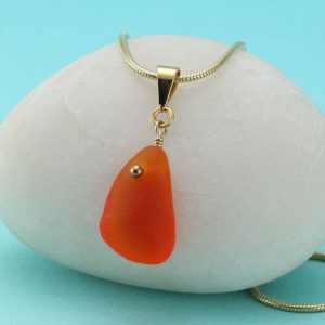Orange Yellow Sea Glass Pendant