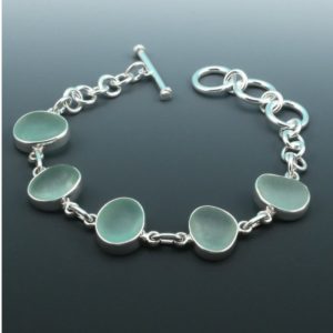 Sea Foam Green Sea Glass Bracelet Bezel Set. Sterling Silver. Genuine Sea Glass Gems. Ready for Fast, Free Shipping.