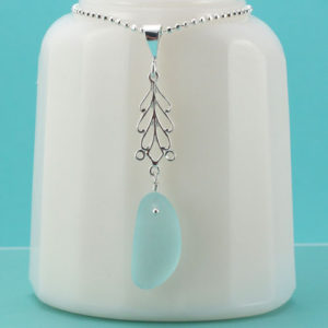 Stunning Aqua Sea Glass Pendant. Sterling Silver Necklace. One of a Kind. Ready for Fast, Free Shipping.