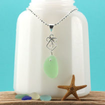 UV Green Sea Glass Pendant. Sterling Silver Necklace. Genuine Sea Glass. Glows! Ready for Fast, Free Shipping.