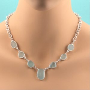 Alluring Aqua Bezel Set Sea Glass Necklace. Genuine Sea Glass. Sterling Silver. One of a Kind. Ready for Fast, Free Shipping.