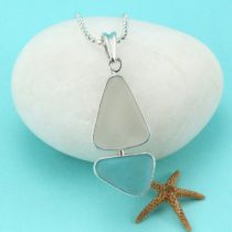 Aqua Sea Glass Sailboat Pendant. Sterling Silver. Genuine Sea Glass. Ready for Fast, Free Shipping.
