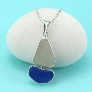 Cobalt Blue Sea Glass Sailboat Pendant. Genuine Sea Glass. Sterling Silver. Ready for Fast, Free Shipping.