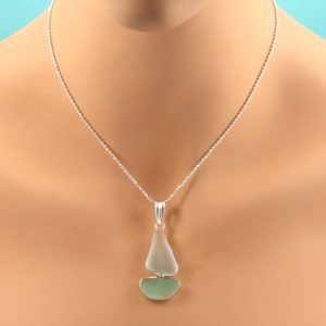 Sea Glass Necklace Sailboat. Sterling Silver. Genuine Sea Glass. Ready for Fast, Free Shipping.