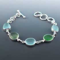 Watercolors Sea Glass Bracelet. Genuine Sea Glass. Sterling Silver.