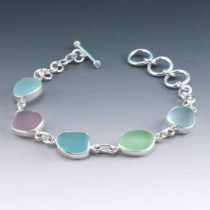 Pretty Pastel Color Sea Glass Bracelet. Genuine Sea Glass, Sterling Silver. Ready for Fast, Free Shipping.