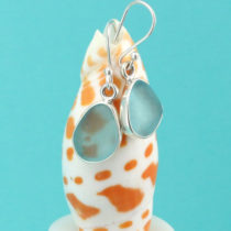 Deep Aqua Bezel Set Sea Glass Earrings. Genuine Sea Glass. Sterling Silver. Ready for Fast, Free Shipping.