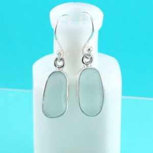 Alluring Aqua Sea Glass Earrings Bezel Set. Genuine Sea Glass. Sterling Silver. Ready For Fast, Free Shipping.
