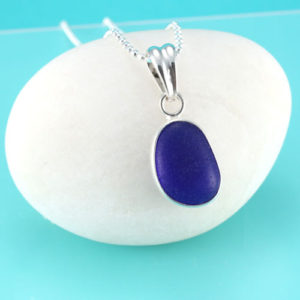 Bold Cobalt Blue Sea Glass Pendant. Genuine Sea Glass. Sterling Silver. Ready For Fast, Free Shipping.