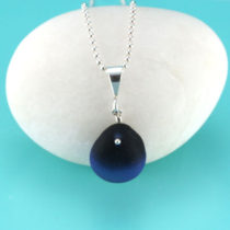Shades of Blue Cobalt Sea Glass Pendant. Genuine Sea Glass. Sterling Silver. Ready for Fast, Free Shipping.