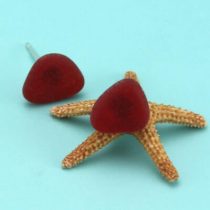Red Sea Glass Stud Earrings