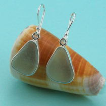 Sea Foam Sea Glass Earrings Bezel Set. Genuine Sea Glass. Sterling Silver. One Of A Kind.