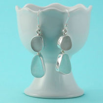 Aqua Lavender Sea Glass Bezel Set Earrings. Genuine Sea Glass. Sterling Silver. Ready For Fast, Free Shipping.