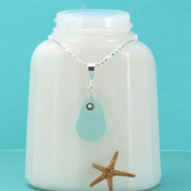 Teardrop Aqua Sea Glass Pendant. Genuine Sea Glass. Sterling Silver Necklace. Ready For Fast Free Shipping.