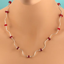 Red Sea Glass Designer Necklace. One Of A Kind. Genuine Sea Glass. Sterling Silver. Ready For Fast, Free Shipping.