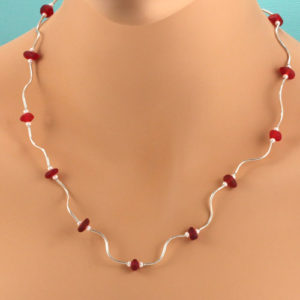 Red Sea Glass Designer Necklace. One Of A Kind. Genuine Sea Glass. Sterling Silver. Ready For Fast, Free Shipping.
