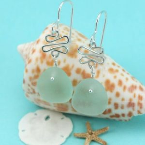 Sea Foam Green Sea Glass Earrings