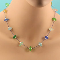 Hand Knotted Multi Colors Sea Glass Necklace. Genuine Sea Glass. One Of A Kind.