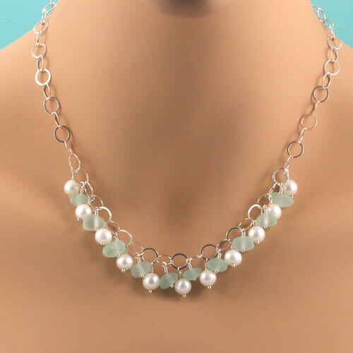 sea glass and pearl necklace