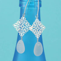 Large White Sea Glass Earrings