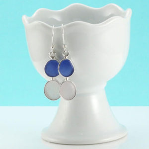 Cobalt Blue and Lavender Sea Glass Earrings