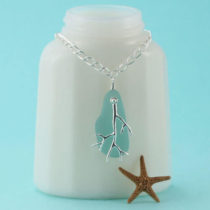 Awesome Aqua Sea Glass Pendant Coral Branch