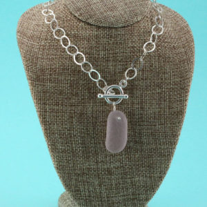 Lavender Sea Glass Pendant with Toggle Front
