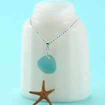 Small Aqua Sea Glass Pendant