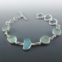 Sea Foam & Aqua Sea Glass Bracelet