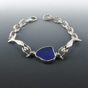 Cobalt Blue Sea Glass Mermaid Bracelet