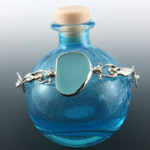 Large Aqua Sea Glass Mermaid Bracelet