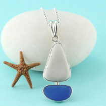 Cobalt Blue and White Milk Glass Sailboat Pendant