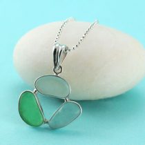 Three Colors Sea Glass Pendant Bezel Set