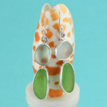 Aqua and Green Sea Glass Earrings