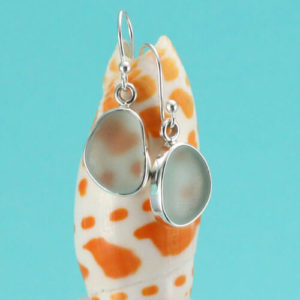 Aqua Bezel Set Sea Glass Earrings