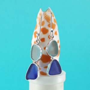 Aqua & Blue Sea Glass Earrings