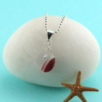 Small Red & White Multi Pendant & Sterling Silver Necklae