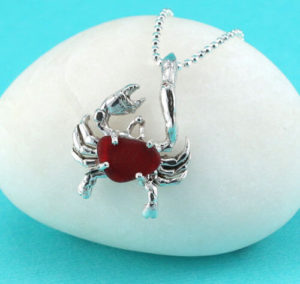 Red Sea Glass Crab Pendant