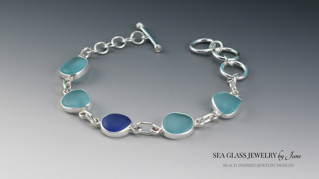 blue sea glass bracelet