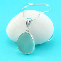 Oval Sea Foam Green Sea Glass Pendant